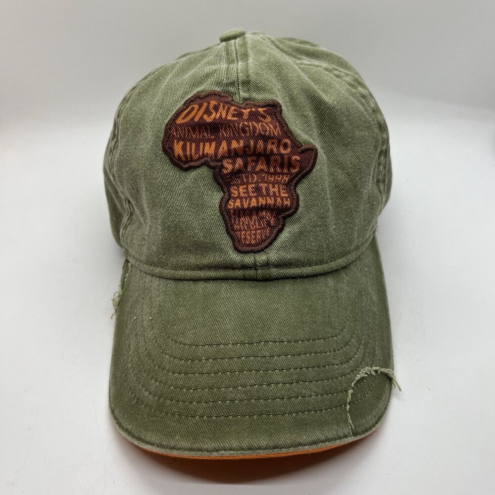 Disney Animal Kingdom Kilimanjaro Safaris Distressed Cap Hat Adjustable Olive
